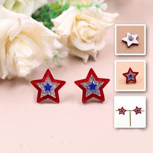 Stud -oorbellen 4 juli Acryl Patriotisch Red Wit Blue American Flag Star Bling For Women Tassel