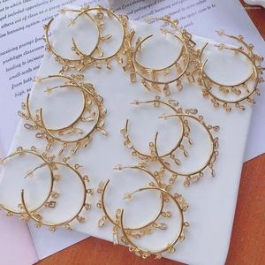 Stud -oorbellen 5 paren goud heldere pendiente piercing druppel oorrel 2022 mode luxe kristallen cirkel rond sieraden