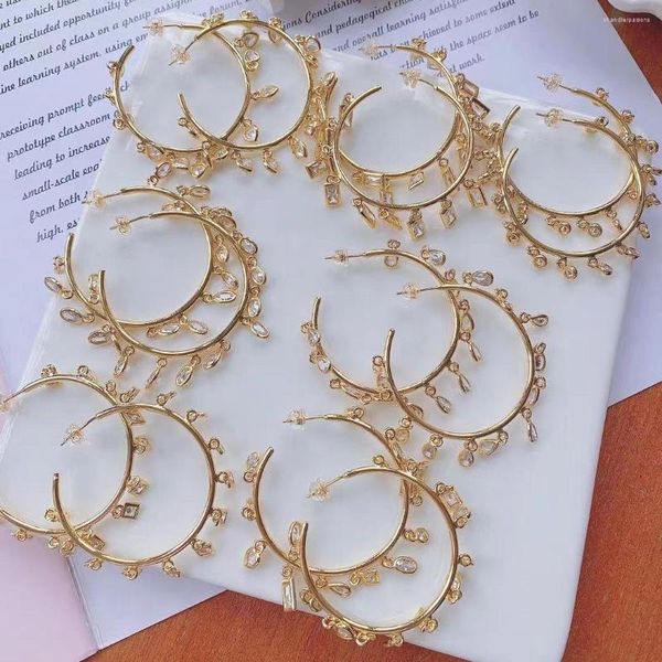 Pendientes de tuerca, 5 pares de pendientes de gota de Piercing dorados transparentes, joyería redonda circular de cristal de lujo a la moda 2022