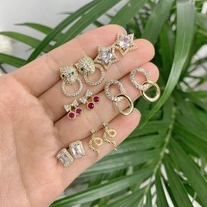 Boucles d'oreilles à tige 5 paires/LOT vente en vrac Piercing bijoux cubique Zircon côté étoile serpent cerise forme pour la fête