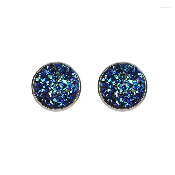 Boucles d'oreilles étalon 5 paires briller bleu foncé noir violet rouge rose rose gris vert brut druzy drusy pierre de pierre charme métal pour femmes