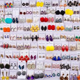 Boucles d'oreilles à clous pour femmes, 50 paire/lot, géométrie, cœur, amour, plaqué or et argent, Style mixte, cadeaux de fête, bijoux, vente en gros