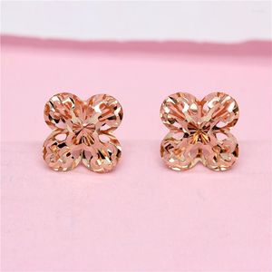 Stud -oorbellen 585 Purple Gold Shining Flower Ear Studs Geplaatste Rose voor vrouwen Simple Fresh Light Luxury Party Sieraden Gift