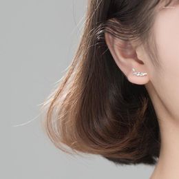 Boucles d'Oreilles Clous 5MM 12.5mm Réel. 925 Sterling Silver Ear-Bone Prong CZ Branch Leaf Cuff Climber Ear Jewelry C-G6069