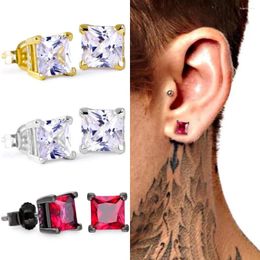 Boucles d'oreilles 5mm coloré CZ Zircon carré boucle d'oreille noir pistolet plaqué tendance piercing Hiphop personnalité bijoux pour hommes femmes fête