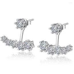 Stud -oorbellen 5 mm D kleur moissaniet druppel voor vrouwen real 925 zilveren piercing sieradencertificaat voor en achter
