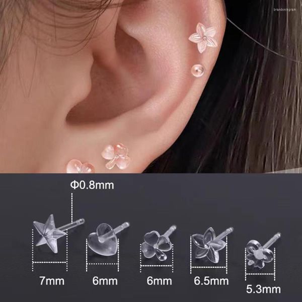 Boucles d'Oreilles 5Paires Oreille Trou Résine Anti-blocage Aiguilles Les Bâtons Ne Sont Pas Faciles Allergies Invisible Mode Coréenne Plastique Transparent