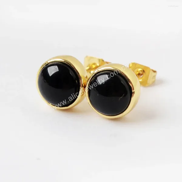 Boucles d'oreilles rondes en pierre d'onyx noire, 5 paires, exquises, plaquées or 18 carats, boucles d'oreilles, os, Cartilage, bijoux, accessoires pour femmes