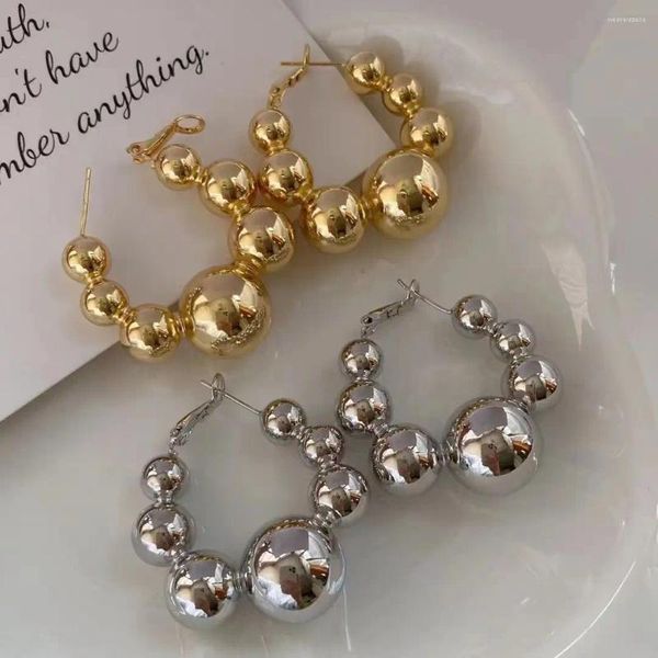 Boucles d'oreilles à tige 5 paires en forme de boule ronde lisse pour femmes, bijoux circulaires en cuivre plaqué or 18 carats