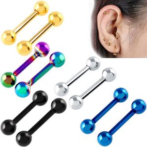 Pendientes de tuerca 5 uds anillo de acero para la nariz moda Punk Barbell hombres con bola Piercing cartílago pendiente mujeres tabique