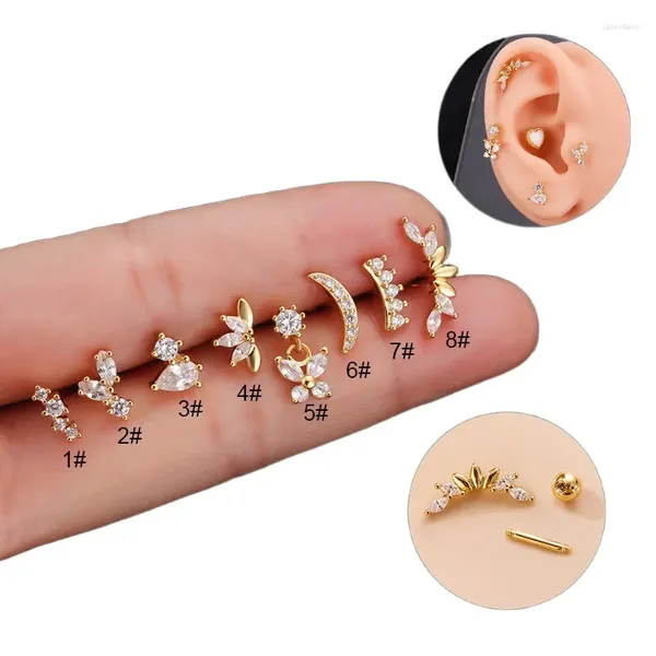 Boucles d'oreilles à clous 5 pièces/lot 16G, Piercing pour femmes, bijoux tendance, manchettes d'oreilles en acier inoxydable, papillon pour adolescents