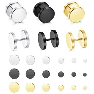 Stud Oorbellen 6-18 Pairs Rvs Platte Set Voor Mannen Vrouwen Faux Meters Oor Tunnel Piercing Schroef 3 kleuren 5-10mm