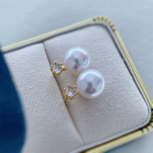 Boucles d'oreilles à tige en perles rondes blanches Akoya, 6-7mm, 7-8mm, 8-9mm, magnifiques, 925s