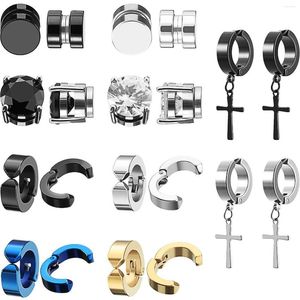 Stud Oorbellen 6/8/10 Pairs Punk Mens Magnet Magnetic Ear Set Non Piercing Fake Cross Cadeau voor vriend minnaar sieraden