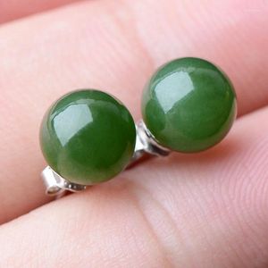 Stud -oorbellen 6/8mm groene jade voor vrouwen natuursteen edelstenen oorbuien Boheemse oorbel bruiloft feest sieraden cadeau