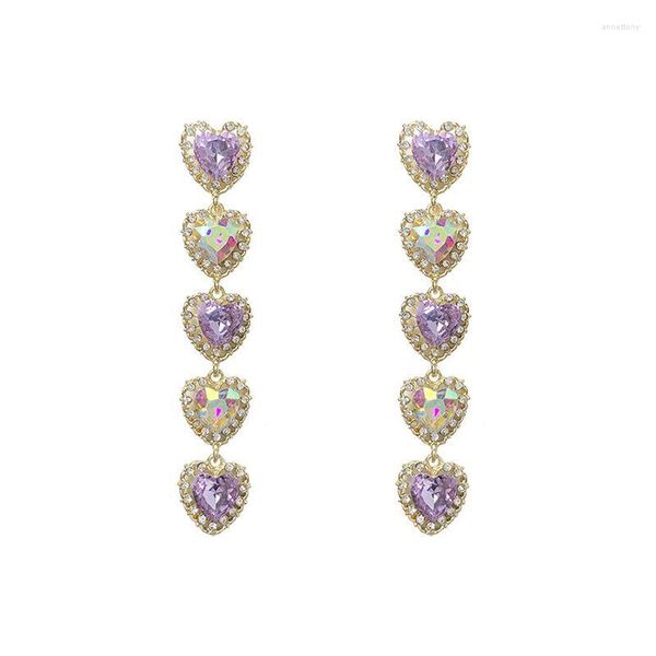 Boucles d'oreilles à tige 6 paires/lot vente en gros bijoux fantaisie métal strass cristal coeur gland pour les femmes