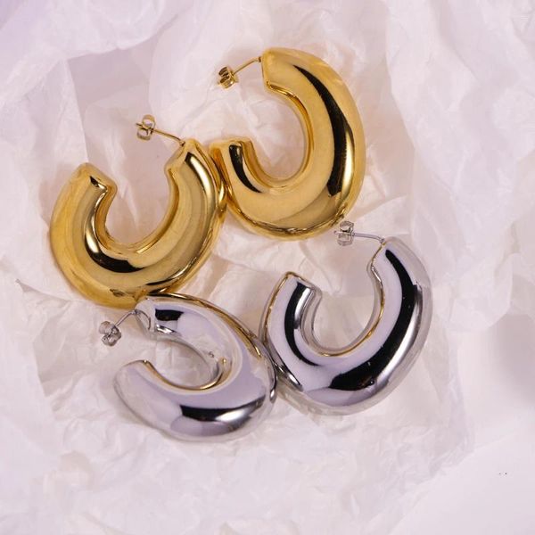 Pendientes de tuerca 6 pares 35 42mm Color dorado pendientes gruesos para mujer Punk geométrico Piercing Huggie joyería femenina