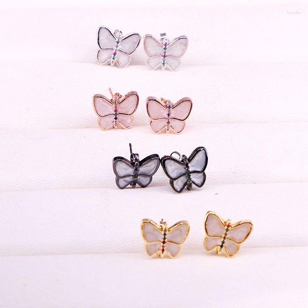 Pendientes de tuerca 6 pares de joyería de moda mariposa esmaltada pequeña para mujeres niñas regalo de Navidad