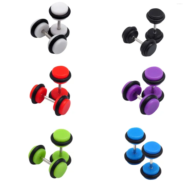 Pendientes De tuerca 6 pares De tapones para oídos falsos calibres pendiente cónico 8Mm Unisex acrílico joyería corporal Piercings Aretes De Mujer Modernos 2024