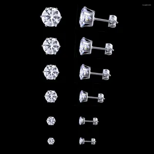 Boucles d'oreilles 6 paires/lot mode mosaïque blanc AAA CZ noir hommes ensembles petite boucle d'oreille pour femmes Simple oreille bijoux