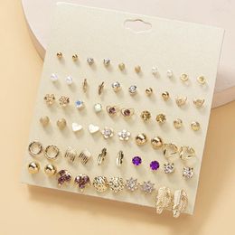 Boucles d'oreilles à clous pour femmes, 60 pièces, 30 paires, tendance, mode coréenne, Piercing, bijoux, Lot d'accessoires esthétiques et mignons, 2024