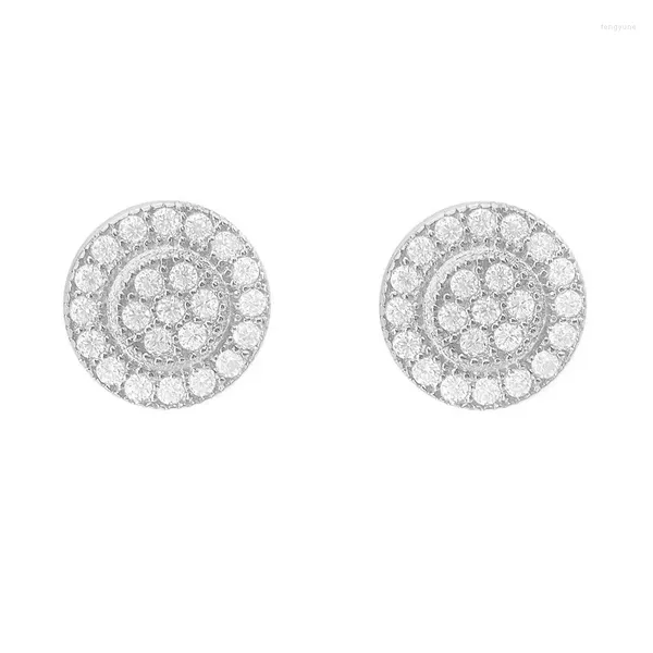 Stud Pendientes 6669 Lefei Fashion Classic White Moissanite Exquisito Diseño Hiphop Pendiente redondo para encanto Unisex Plata 925 Joyería de fiesta