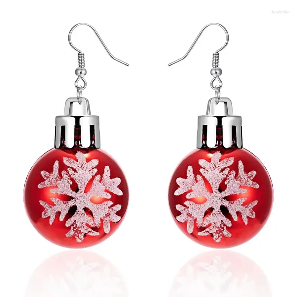 Pendientes de sementales 6cm Color rojo Vintage Gran Bola Grandeo de copas de nieve para mujeres Fashion Sparkle Resin Hook Jewelry Gotss de Navidad