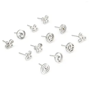 Boucles d'oreilles 6 paires/ensemble en acier inoxydable géométrique rond papillon oreille ensemble couleur argent pour les femmes fête bijoux tendance cadeaux