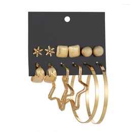 Brincos de pino 6 pares moda feminina Natal geométrico floco de neve pentagrama conjunto de brincos de orelha para presentes de Natal