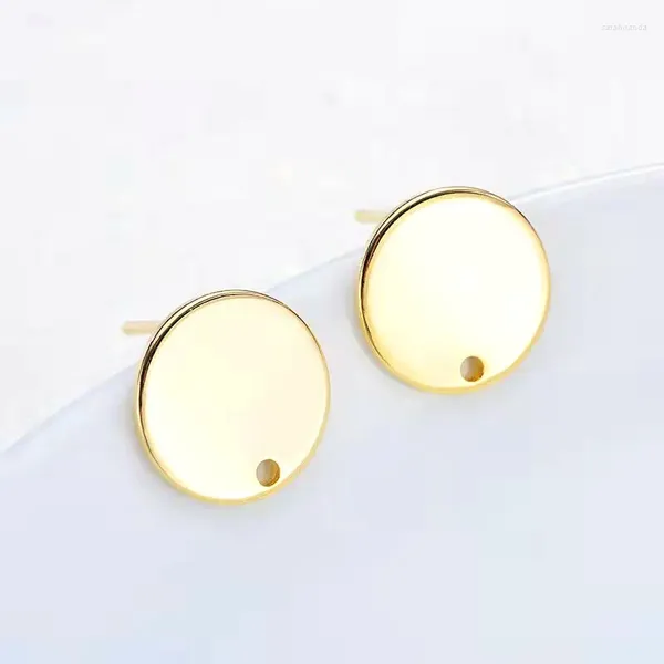 Pendientes de tuerca, 6 uds., 10MM, 24K, chapado en oro, accesorios de joyería de latón, pendientes DIY, componentes hechos a mano