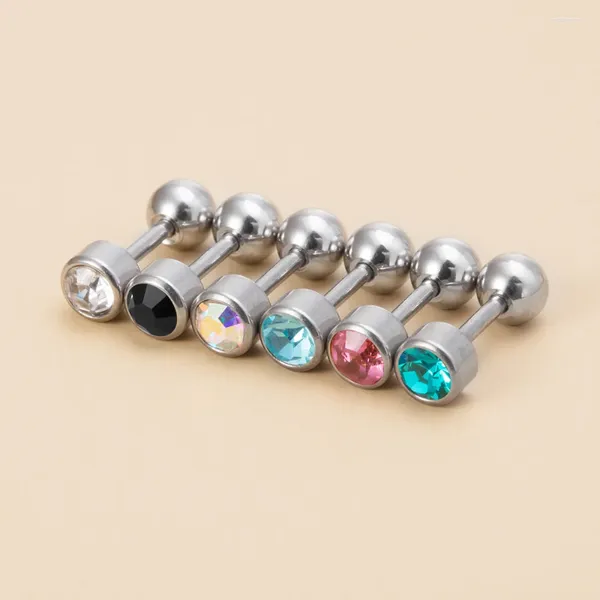 Pendientes de tuerca 6 uds CZ cartílago pendiente Piercings para oreja Tragus bola 16G barra de acero joyería de moda