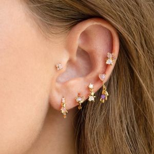 Boucles d'oreilles en acier inoxydable pour femmes, 6 pièces, boucles d'oreilles avec pistolet de perçage, Aretes, jolis anneaux d'oreilles plaqués or, titane pour dames