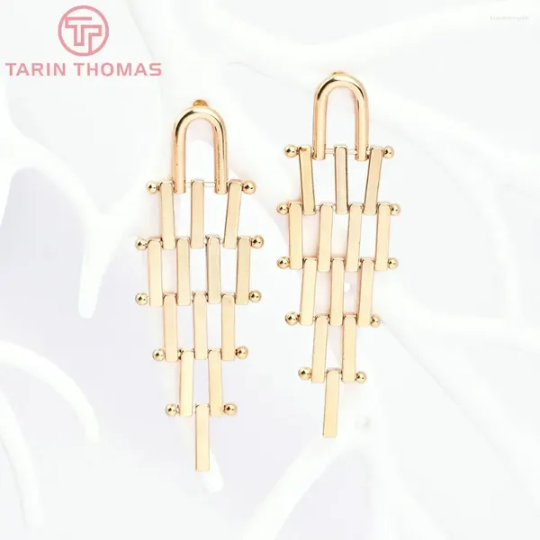 Boucles d'oreilles à clous (7467), 2 pièces, 18.5x54MM, couleur or 24K, bâton rhombique en laiton, haute qualité, bijoux à bricoler soi-même, accessoires, vente en gros