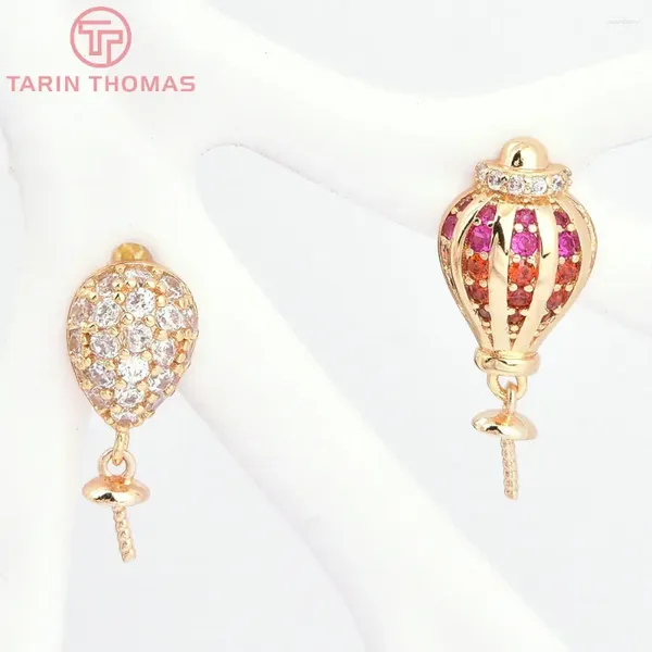 Boucles d'oreilles (7637) 4 pièces, couleur or 24K, laiton avec parapluie à fleurs en Zircon, accessoires de haute qualité pour bijoux à bricoler soi-même