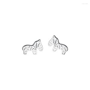 Boucles d'oreilles clous 7MM 10MM Real. 925 Sterling Silver Tinny Hollow Zèbre Oreille Bijoux Zoo Afrique Animal C-E0583