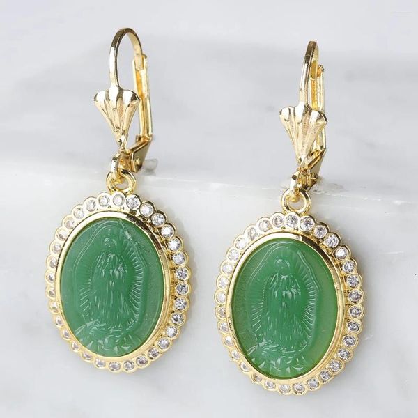 Pendientes de tuerca con 8 piedras de cristal para mujer, aretes bohemios de gota larga de la Virgen María, joyería encantadora