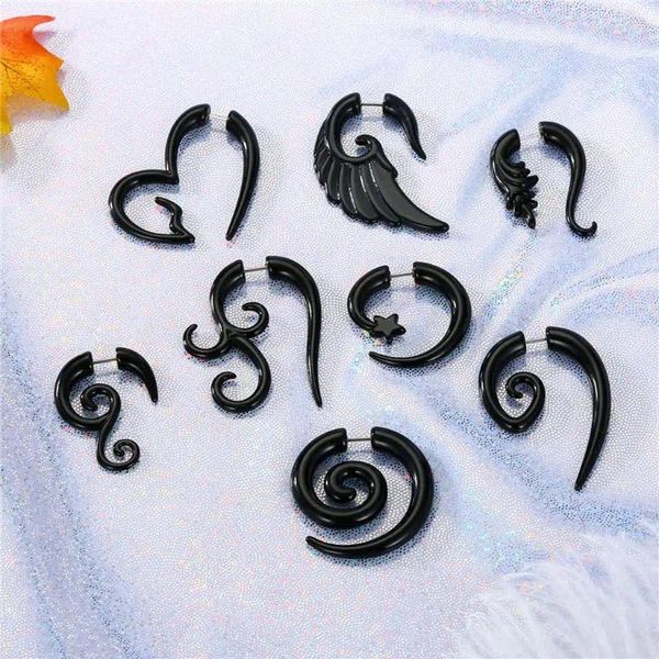 Pendientes de tuerca, 8 pares de tapones de oreja acrílicos de moda, medidores en espiral, tapones, joyería de cuerno, regalo para mujer