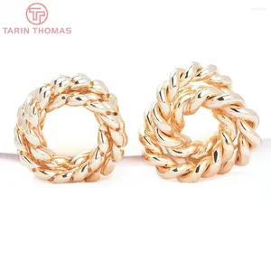 Boucles d'oreilles à tige (8222)4 pièces, 20MM 18.5MM, couleur or 24K, rondes torsadées, haute qualité, bijoux à bricoler soi-même, accessoires, vente en gros