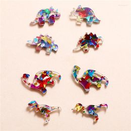 Boucles d'oreilles à tige 8 pièces/lot mode couleur dinosaure acrylique pour femmes Halloween bijoux pour enfants accessoires cadeaux de vacances