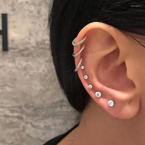 Stud -oorbellen 8 stks/set eenvoudige kristalcirkel rond klein voor vrouwen meisjes