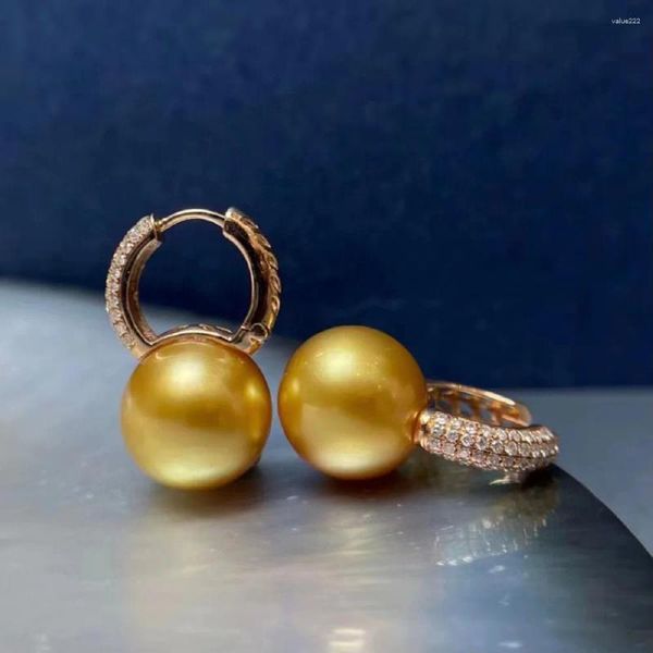 Boucles d'oreilles étalon 9-10 mm 8-9 mm ronde anneau de perle d'or de mer du sud naturel 925s