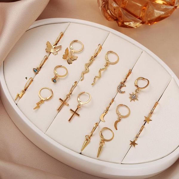 Boucles d'oreilles 9 paires d'alliage ensemble mode coréen Simple plaine oreille Clip goujons pour femmes bijoux cadeau d'anniversaire