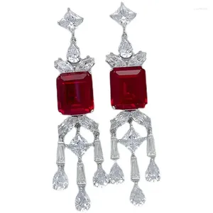 Boucles d'oreilles en argent pur 925, trésor rouge sang de Pigeon, mode européenne et américaine, bijoux de mariage incolores, vente en gros
