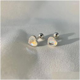 Boucles d'oreilles Stud 925 Sier Aiguille Opale Amour Coeur Pour Femmes Filles Fête De Noël Bijoux Cadeaux Pendientes Eh454 Drop Livraison Otjzn