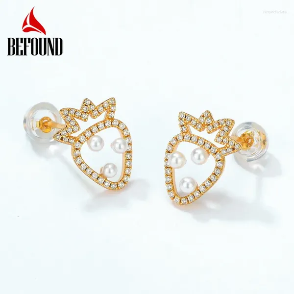 Boucles d'oreilles étalon 925 argent 10k gold plaque à fraise perle perle zircon inclay fruit série mignon girl fashion bijoux 2024