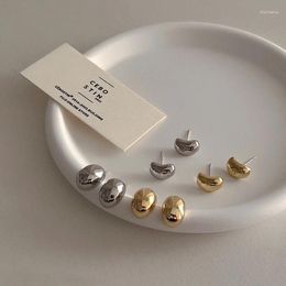 Boucles d'oreilles en argent 925, haricot porte-bonheur, Ellipse, Surface lisse, perforation, pour femmes, bijoux fins, accessoires minimalistes