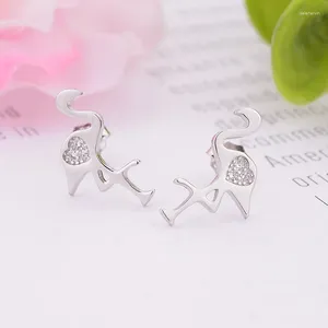 Boucles d'oreilles en argent 925 Mini Animal Flamigo oiseau blanc zircone cristal boucle d'oreille pour femmes enfant petit Pendientes mode 2023 vente en gros