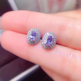 Boucles d'oreilles 925 Tanzanite naturelle en argent pour usure quotidienne 3 mm 5 mm VVS Tanznaite avec allergie plaquée or gratuite