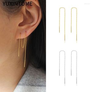 Boucles d'oreilles 925 argent aiguille Double ligne Simple barre longue chaîne de gland pour les femmes 9 cm oreille balancent boucle d'oreille bijoux de mode cadeaux