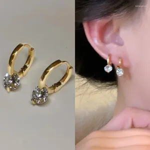 Boucles d'oreilles étalon 925 aiguille argentée en or zircon zircon Simple Slebing For Women Jewelry Wedding Birthday Gift